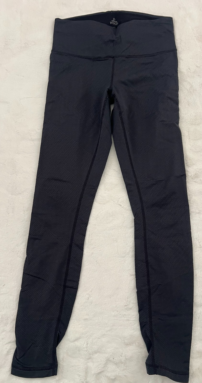 prAna Women's Black Leggings Size S High Rise Textured Athletic Yoga Pants